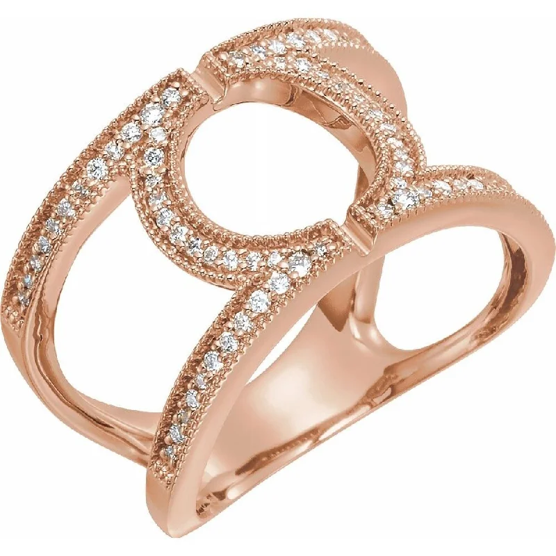 Women’s halo engagement rings-14K Rose Gold 1/4 CTW Round Geometric Diamond Ring for Women