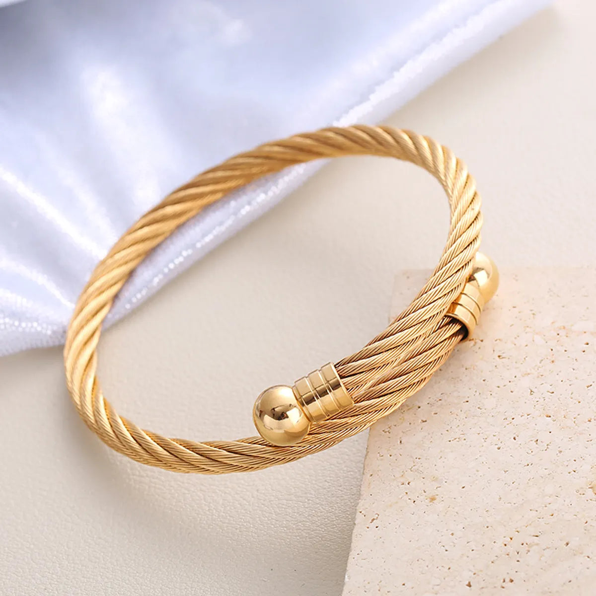 Women’s bracelet sets-Wholesale Simple Style Geometric Solid Color Stainless Steel Bangle