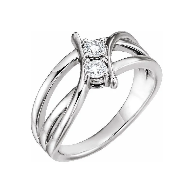 Women’s wedding rings-14K White Gold 1/4 CTW Diamond Two-Stone Ring for Women