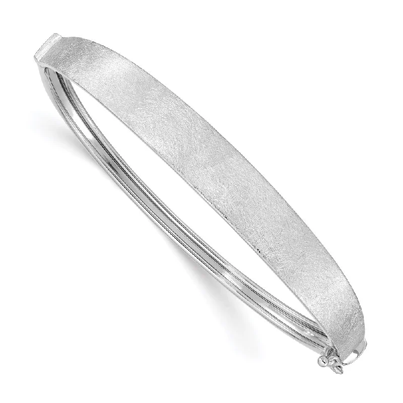 Women’s braided bangles-14k White Gold Satin Finish Graduated Hinged Bangle-WBC-DB673W