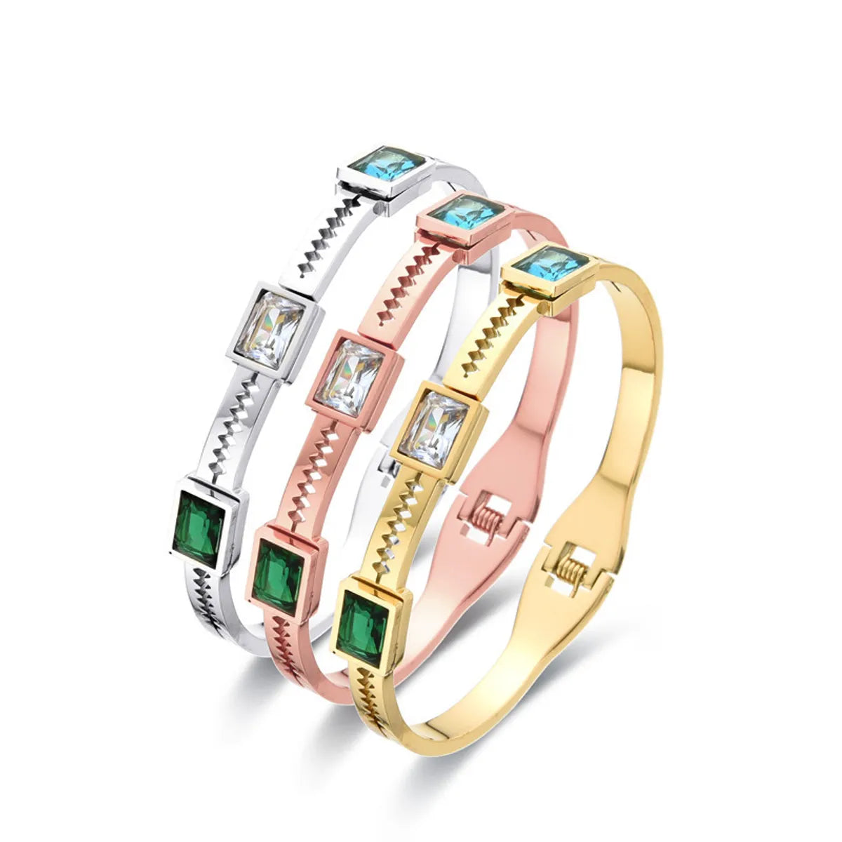 Women’s stackable bangles-Simple Style Color Block Stainless Steel Plating Bangle