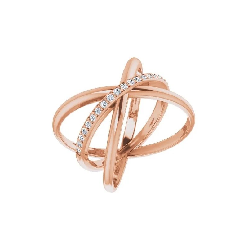 Women’s anniversary bands-14K Rose Gold 1/6 CTW Diamond Criss-Cross Ring for Women