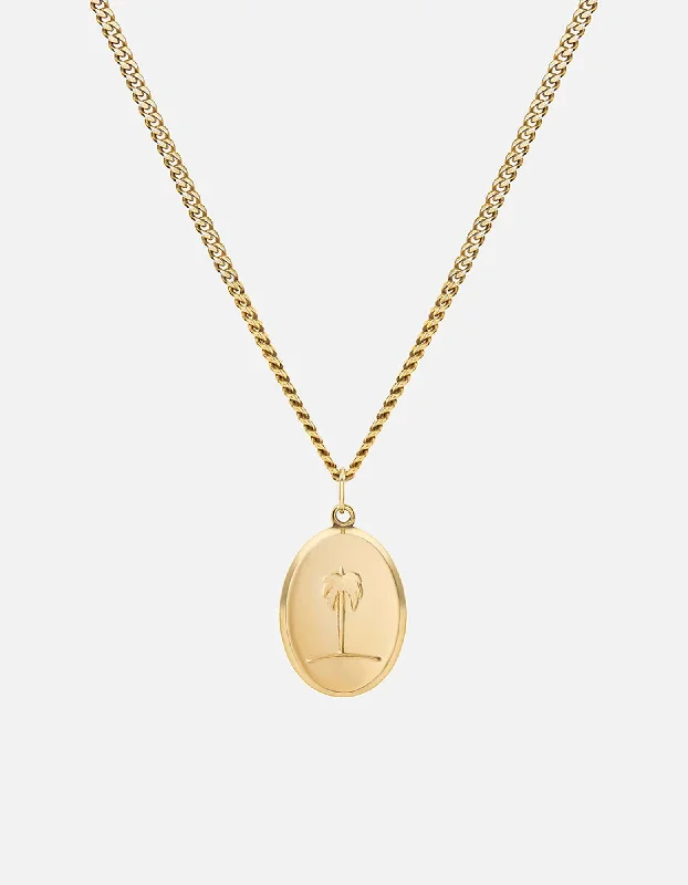 Women’s birthstone necklaces-Palm Tree Necklace, Gold Vermeil