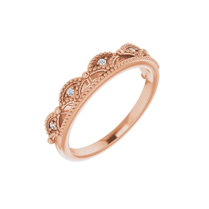 Women’s men’s rings-14K Rose Gold .04 CTW Diamond Crown Ring for Women