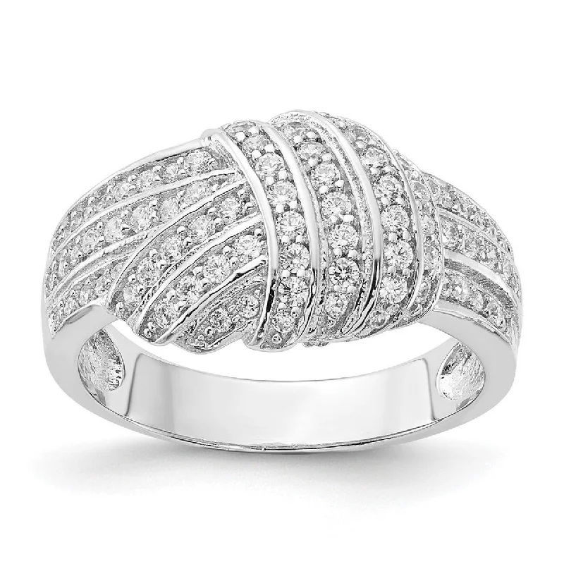 Women’s silver wedding rings-Curata 925 Sterling Silver CZ Cubic Zirconia Simulated Diamond Pave Ring