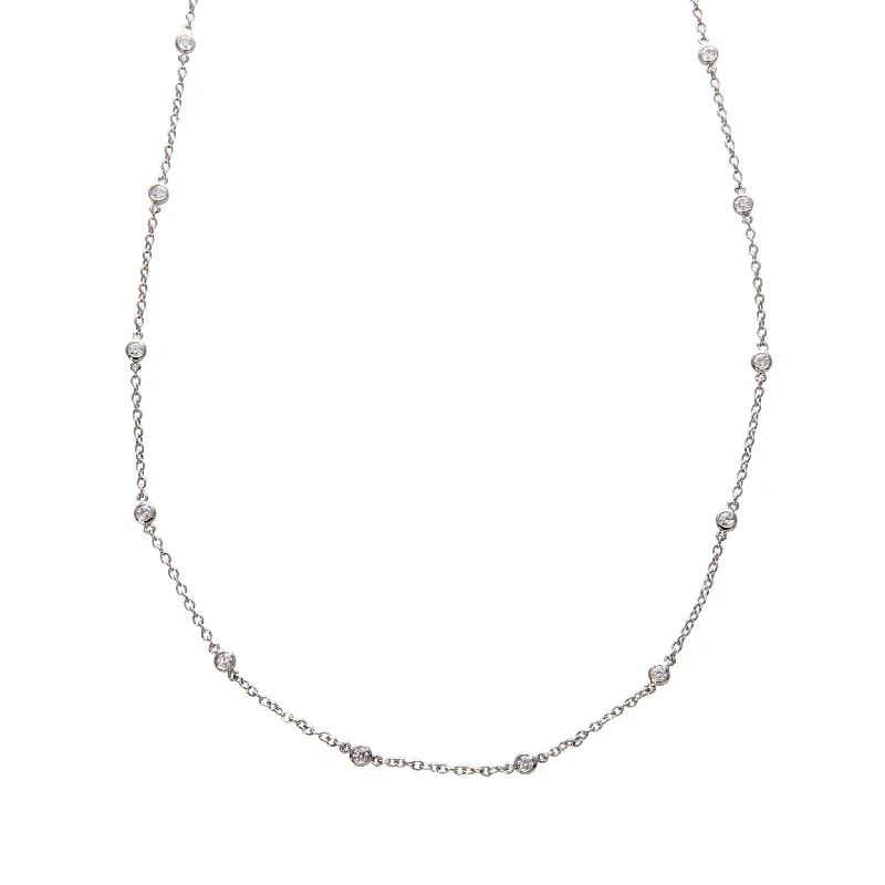 Women’s luxury necklaces-.56ctw Diamond by the Yard 14 Station 14K White Gold Necklace