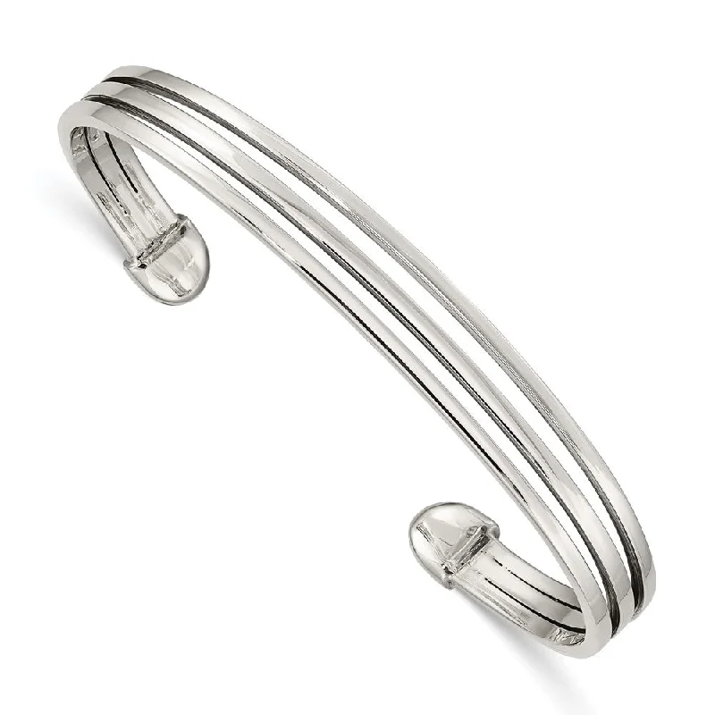 Women’s trendy bracelets-Sterling Silver Cuff Bangle-WBC-QB1303