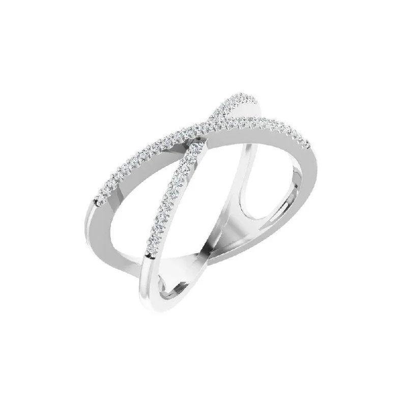 Women’s princess-cut rings-14K White Gold 1/6 CTW Diamond Criss-Cross Ring for Women