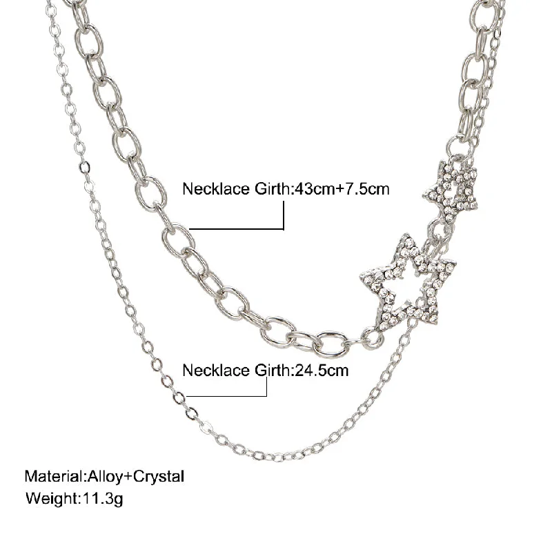 Women’s men’s style necklaces-Simple Style Star Alloy Plating Hollow Out Inlay Rhinestones Women's Pendant Necklace