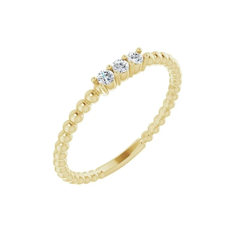 Women’s wedding bands with gemstones-14K Yellow Gold 1/10 CTW Diamond Beaded Ring for Women