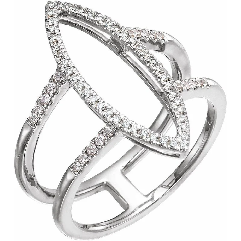 Women’s art deco rings-14K White Gold 1/4 CTW Diamond Geometric Ring for Women