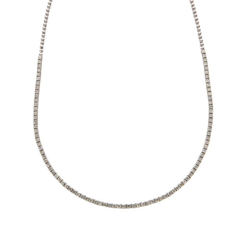 Women’s gold pendant necklaces-3ctw Diamond Halfway 14K White Gold Tennis Necklace