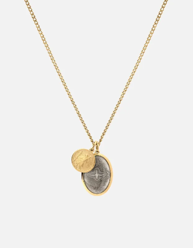 Women’s silver heart necklaces-Mini Dove Necklace, Gold Vermeil/Gray