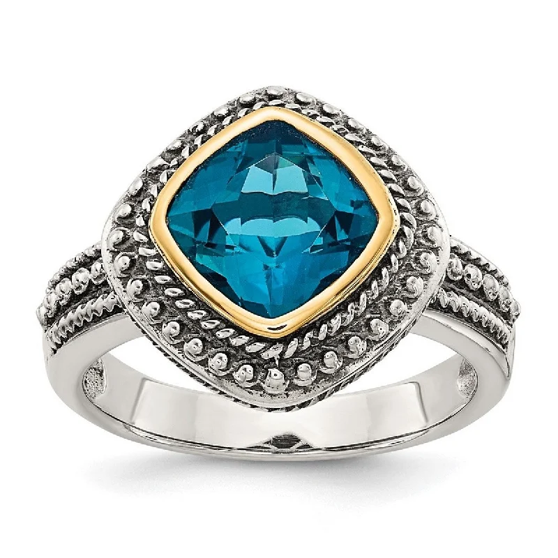 Women’s animal rings-Curata 925 Sterling Silver Polished With 14k London Blue Topaz Ring