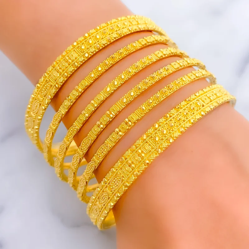 Women’s silver chain bracelets-Regal Gleaming 22k Gold Bangle Set