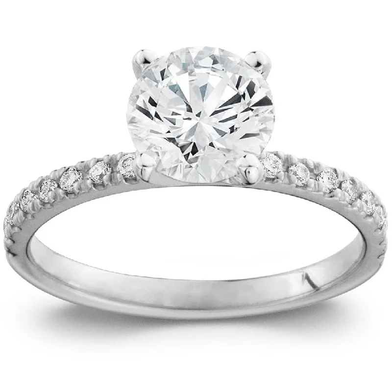 Women’s engagement rings with colored stones-2 Ct Diamond Engagement Accent Ring White Gold Lab Grown