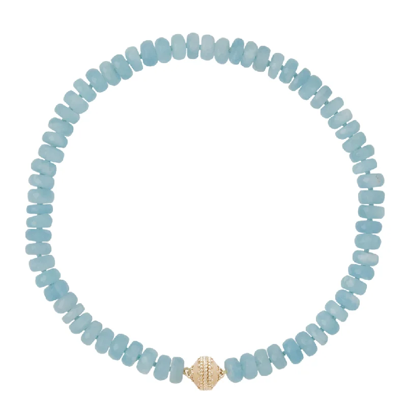 Women’s oval gemstone necklaces-Clara Williams Nancy Aquamarine Rondelle Necklace