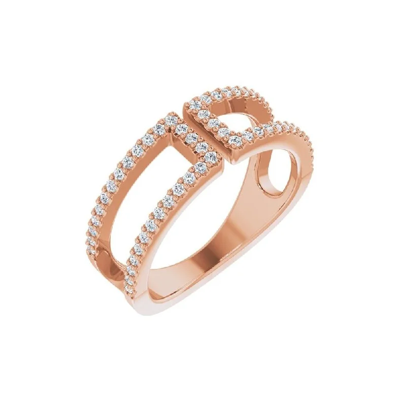 Women’s princess-cut rings-14K Rose Gold 1/3 CTW Diamond Ring for Women