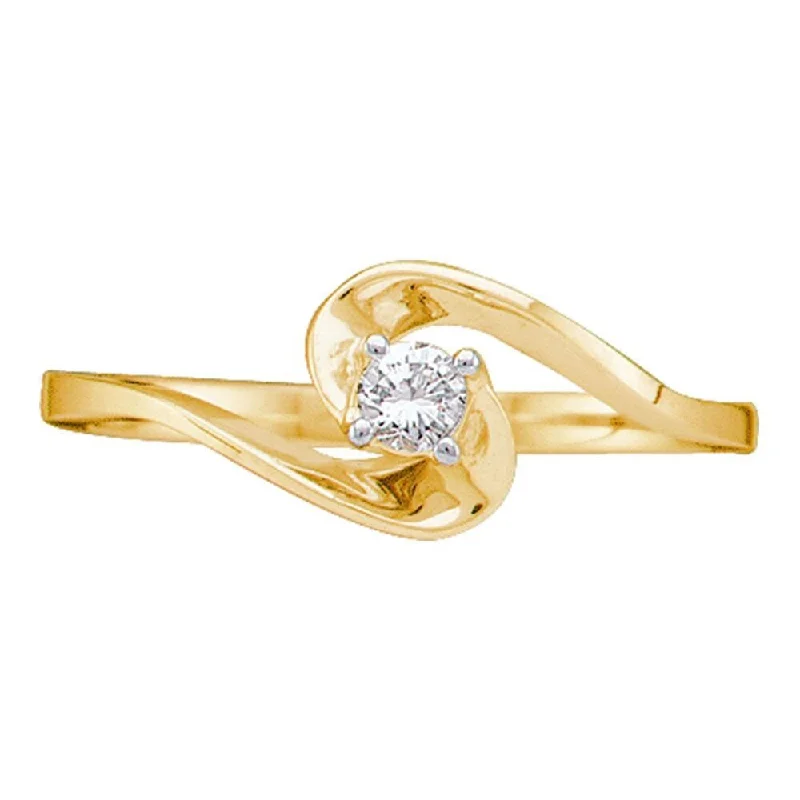 Women’s antique rings-10k Yellow Gold Womens Round Diamond Round Swirl Promise Ring (1/10 Cttw, G-H Color, I2-I3 Clarity)