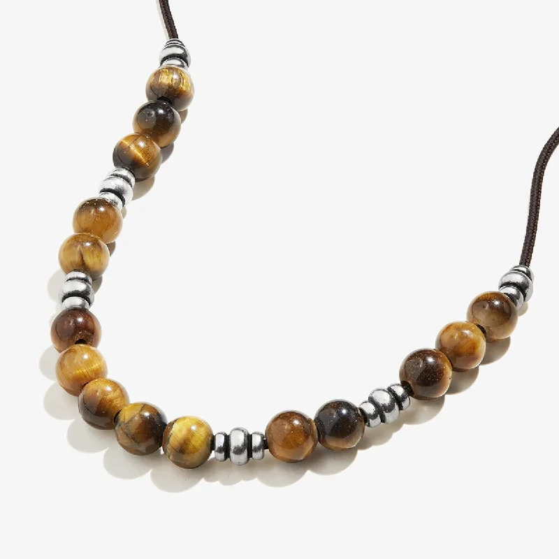 Women’s precious stone necklaces-Tiger's Eye Gemstone Beaded Necklace, Men's