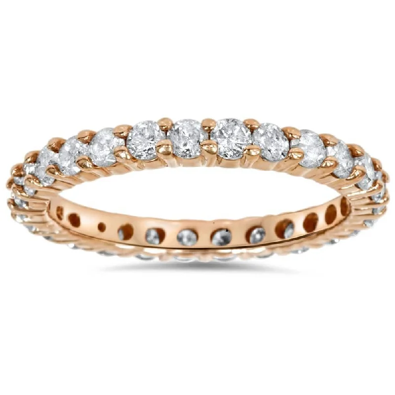 Women’s vintage inspired engagement rings-1 1/2ct Diamond Eternity Wedding Ring Rose Gold