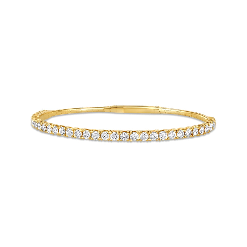 Women’s stackable gold bangles-14K Yellow Gold Diamond Clasped Bangle