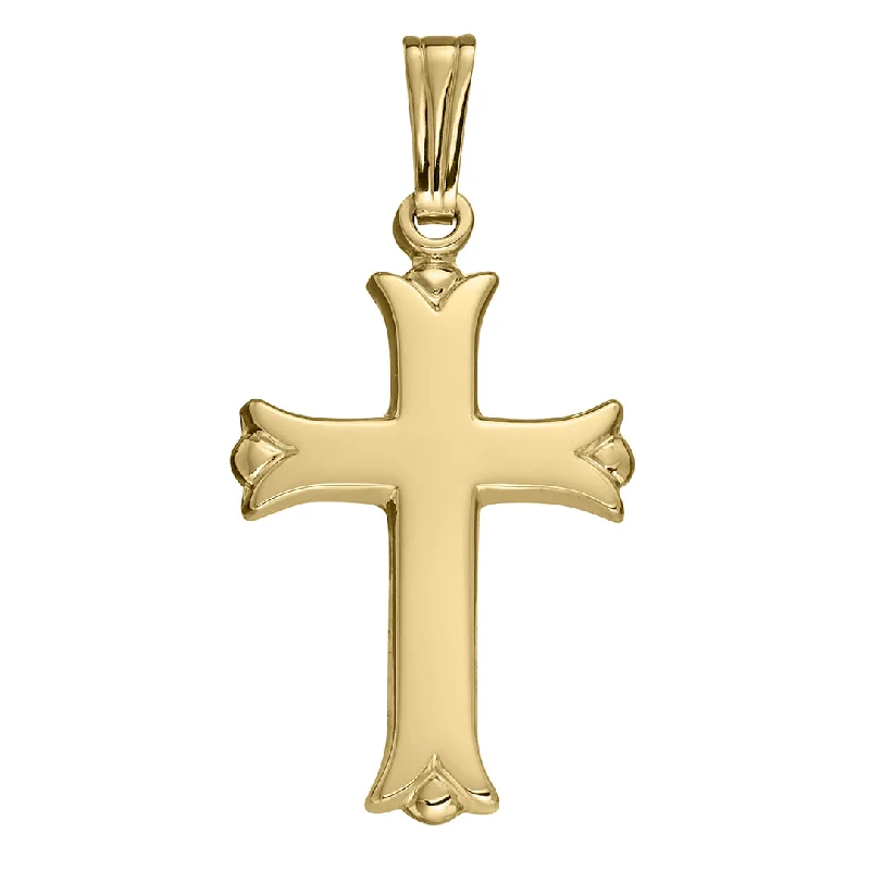 Women’s luxurious necklaces-14K Yellow Gold Engraved 15x30mm Cross Pendant Necklace