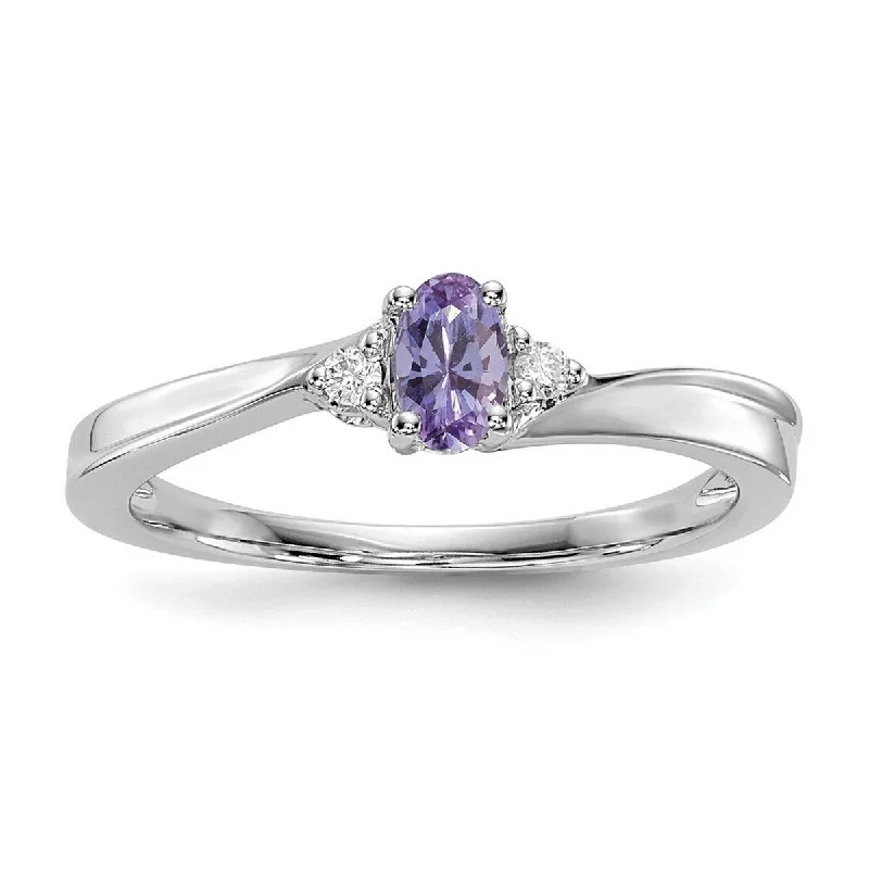 Women’s men’s engagement rings-Curata 925 Sterling Silver Rhodium Plated Created Alexandrite Ring