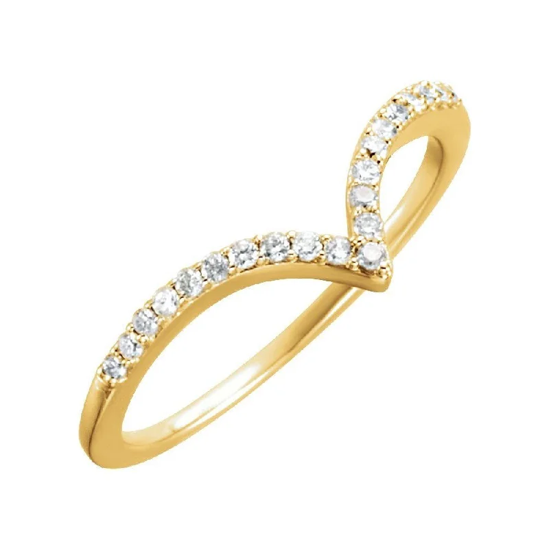 Women’s alternative engagement rings-14K Yellow Gold 1/6 CTW Diamond V Ring for Women