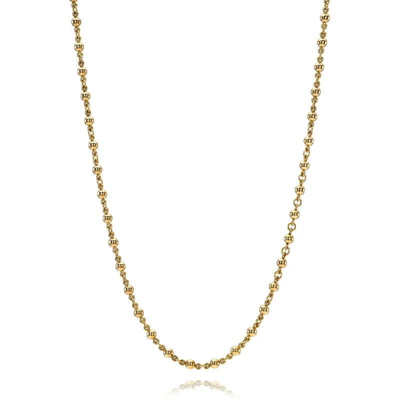 Women’s minimalist gold necklaces-Single Stone 18K Yellow Gold Mini Rosary Chain Necklace