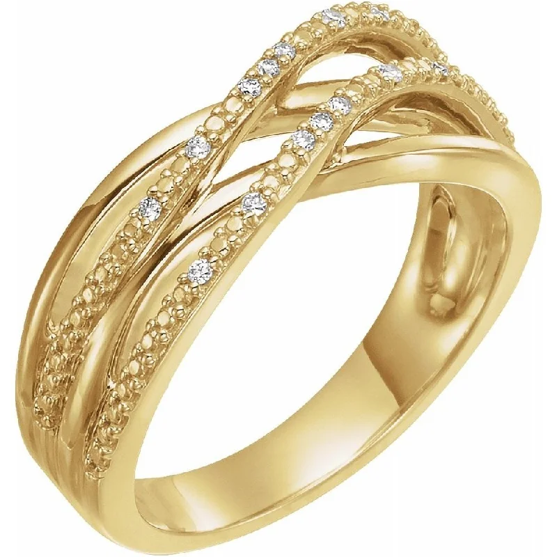 Women’s promise rings with diamonds-14K Yellow Gold .06 CTW Diamond Criss-Cross Ring for Women