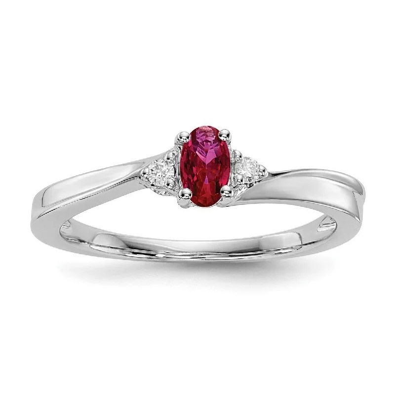 Women’s minimalist diamond rings-Curata 925 Sterling Silver Rhodium Plated Created Ruby Ring