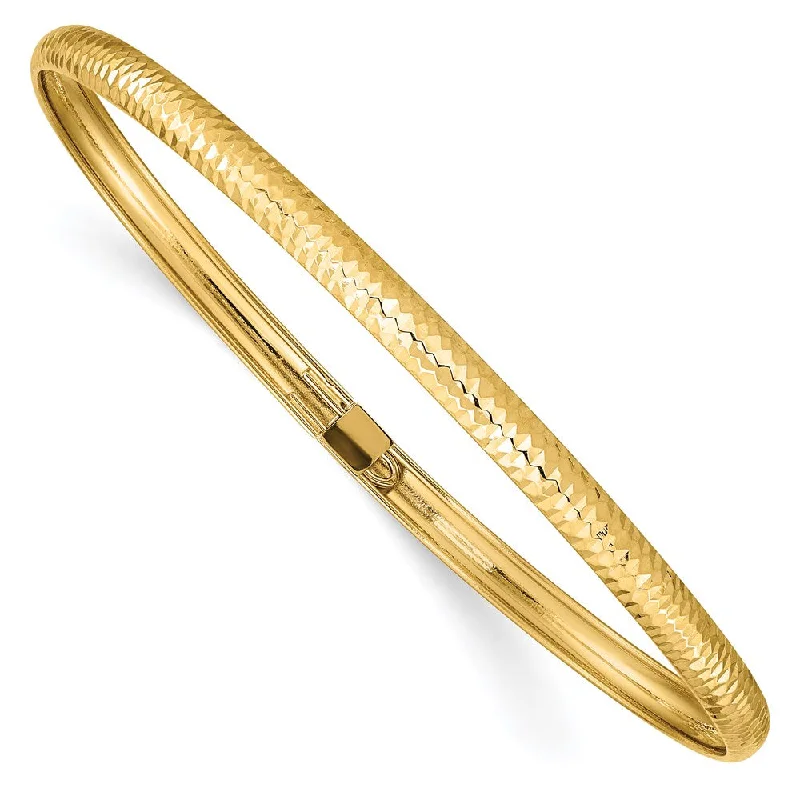 Women’s cuff bracelets-14k Textured Flexible Bangle-WBC-DB695