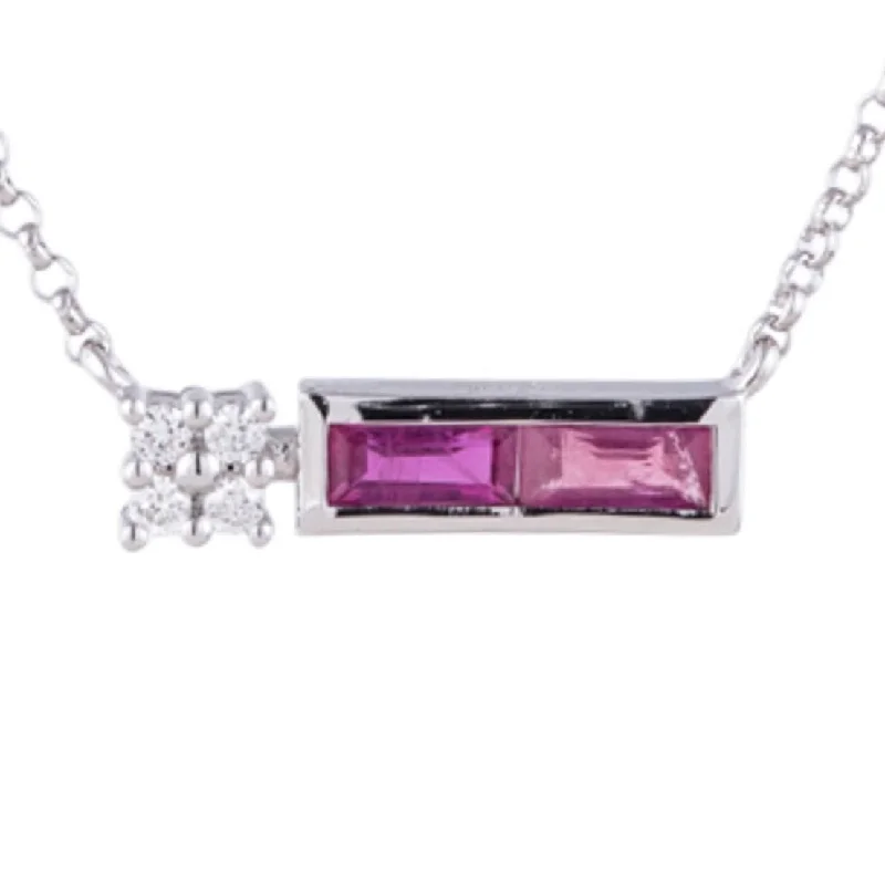 Women’s classic necklaces-0.05ctw Diamond and Ruby Necklace