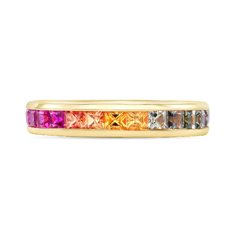 Women’s three-stone rings-2.54 ct Multi Sapphire Ring in 14k Yellow Gold