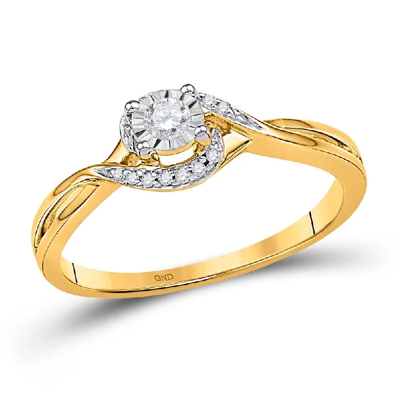 Women’s round diamond rings-10k Yellow Gold Womens Round Diamond Solitaire Promise Ring (1/10 Cttw, G-H Color, I1-I2 Clarity)