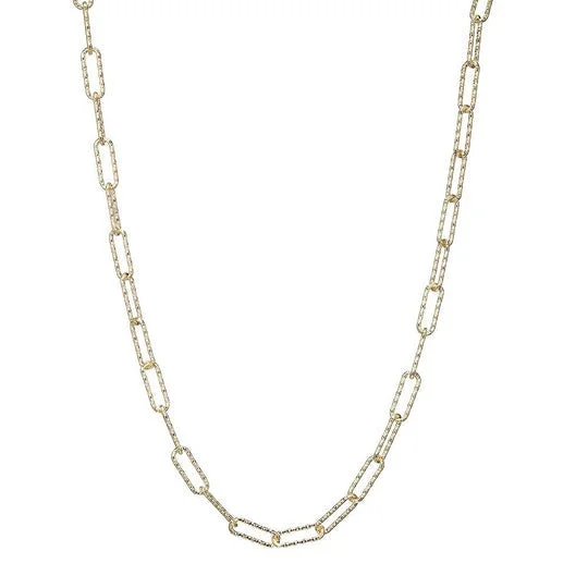 Women’s celestial necklaces-Gold Plated Silver Diamond Cut 5mm Paperclip Chain Necklace