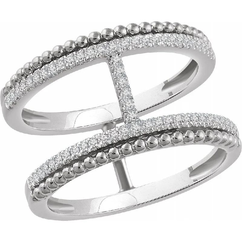 Women’s vintage diamond rings-14K White Gold 1/5 CTW Diamond Negative Space Ring for Women