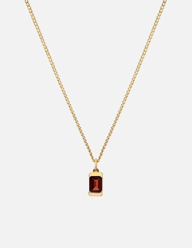 Women’s lock and key necklaces-Valor Garnet Necklace, Gold