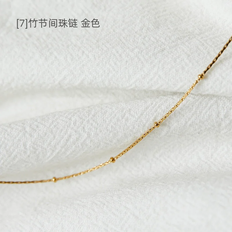 [7] Bamboo Joint Ball Bead Chain Gold 45cm