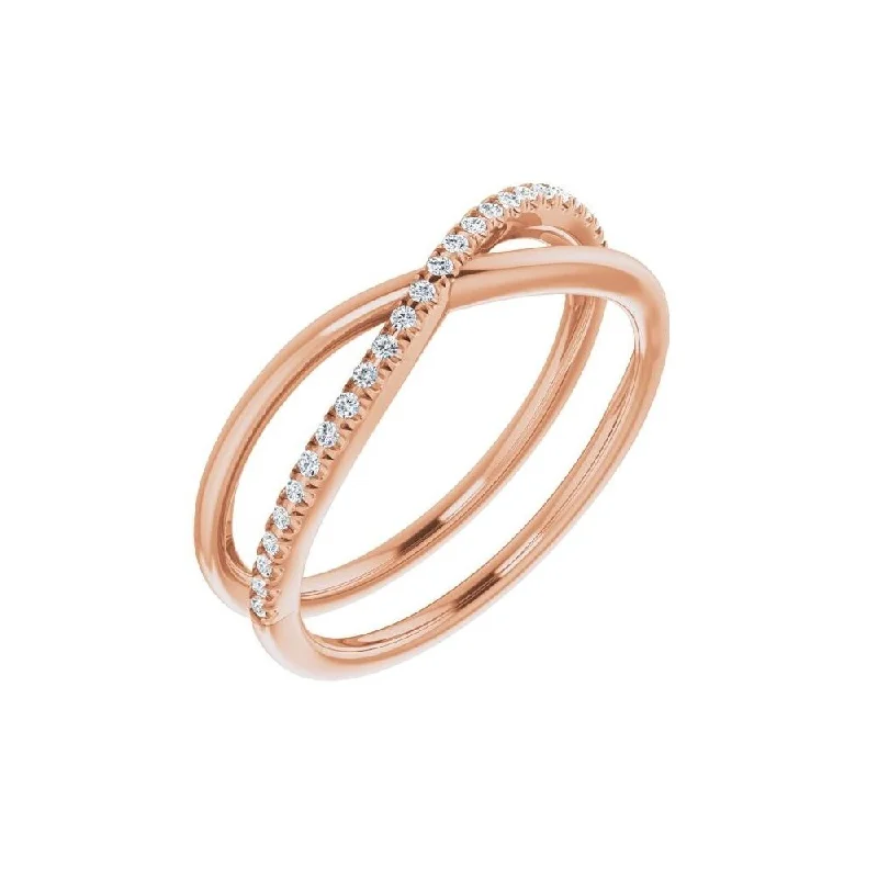 Women’s trendy rings-14K Rose Gold 1/8 CTW Diamond Criss-Cross Ring for Women