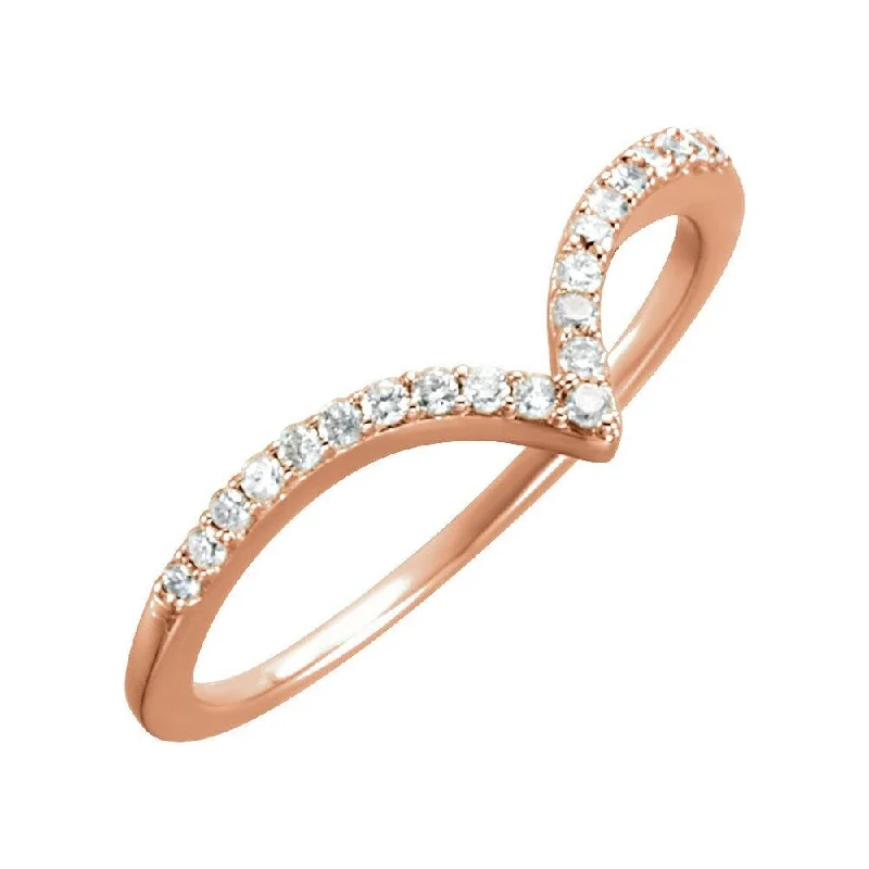 Women’s trendy gemstone rings-14K Rose Gold 1/6 CTW Diamond V Ring for Women