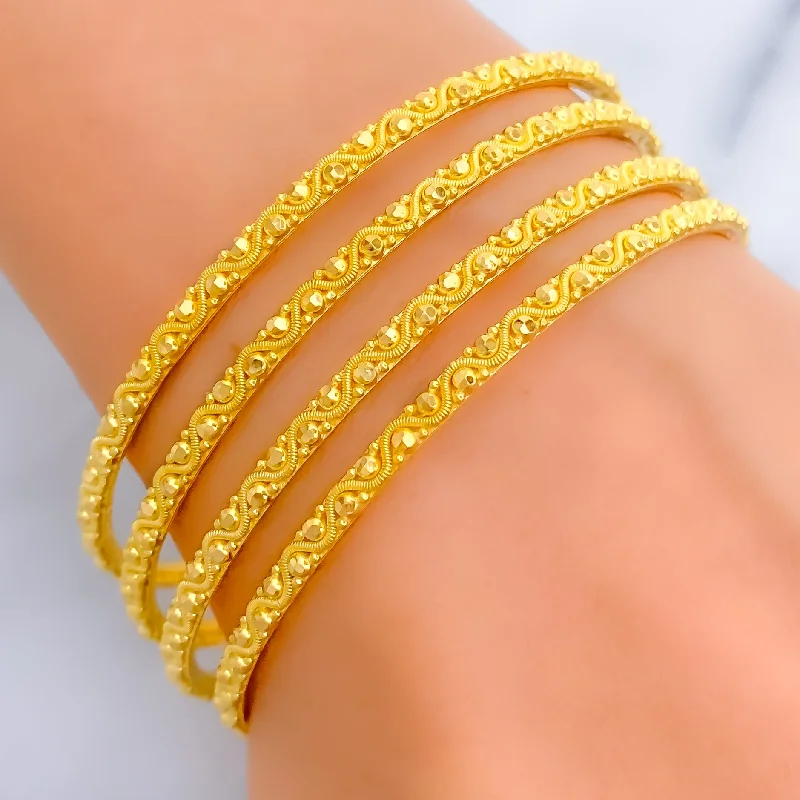 Women’s silver bracelets-Impressive Sleek 22k Gold Bangles