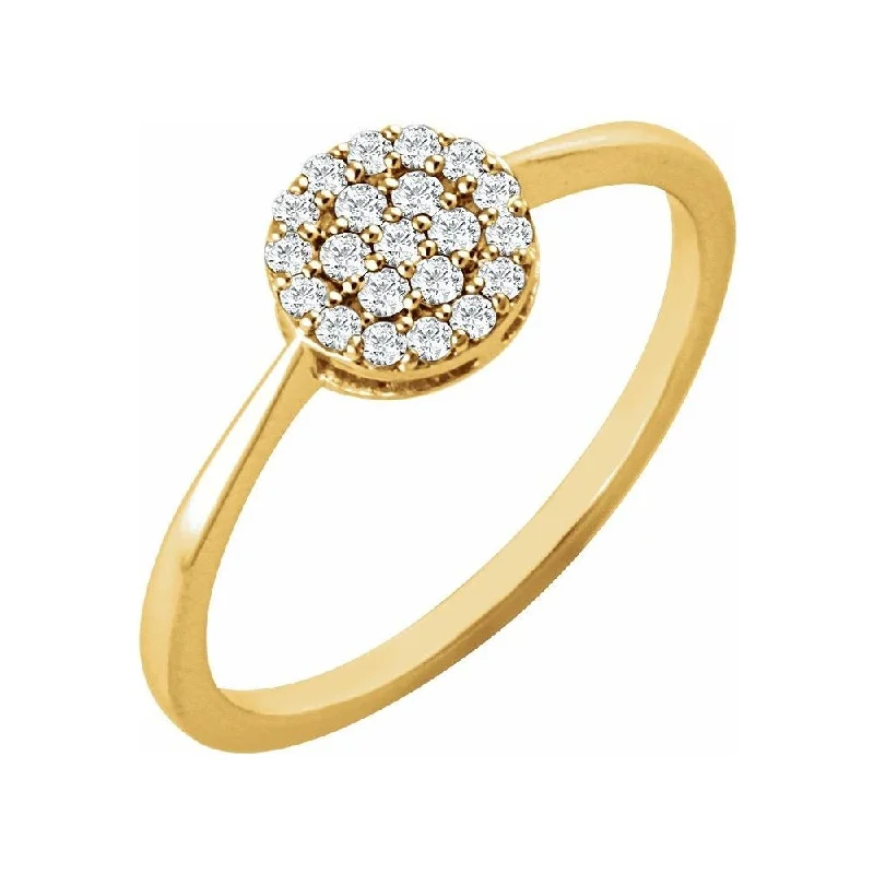 Women’s pearl engagement rings-14K Yellow Gold 1/5 CTW Diamond Cluster Ring for Women