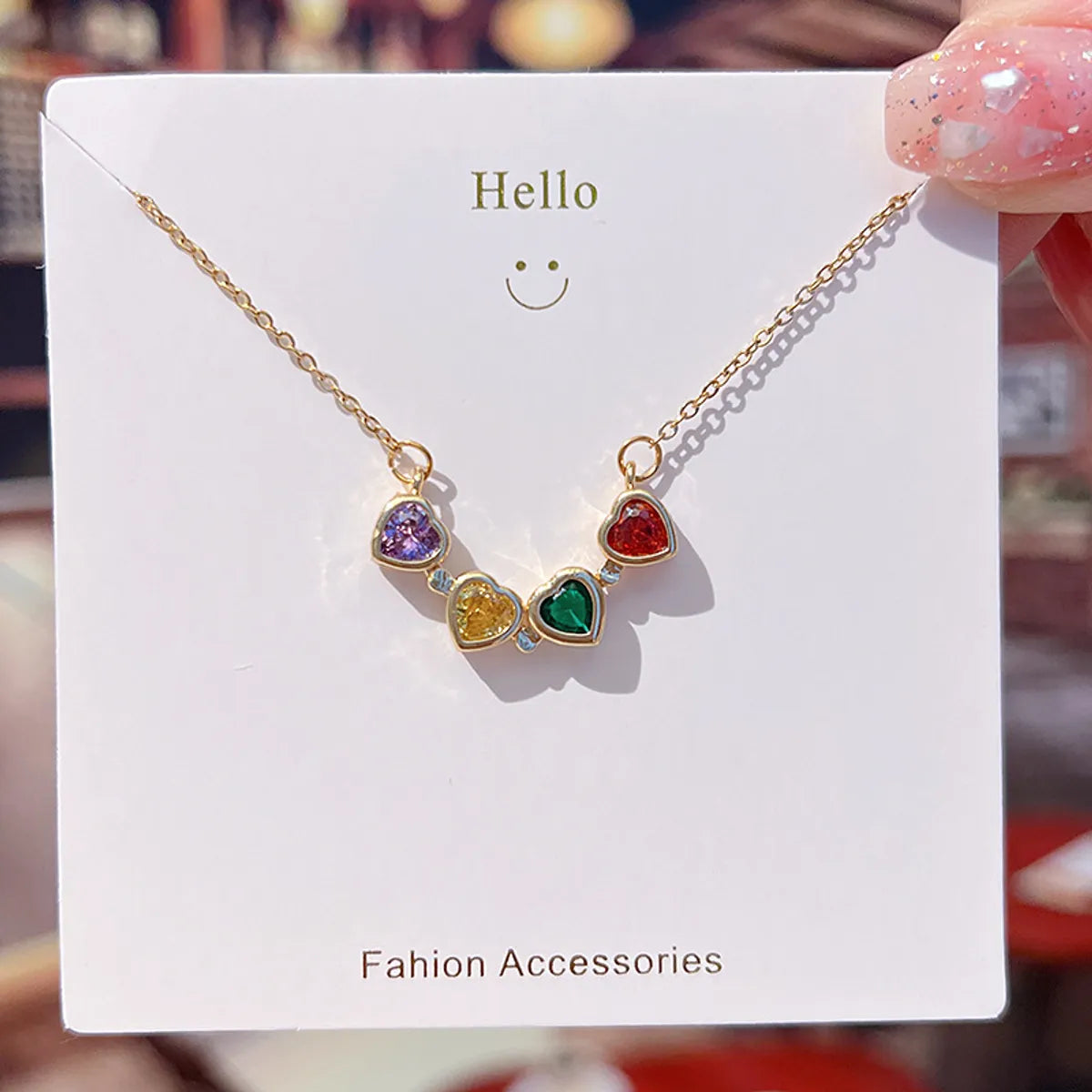 Women’s long pendant necklaces-Fashion Four Leaf Clover Heart Shape Titanium Steel Plating Inlay Zircon Necklace 1 Piece