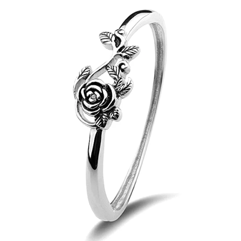 Women’s affordable engagement rings-Wedding Ring Rose Design Elegant Classic Delicate Wedding Ring For Wedding - Silver