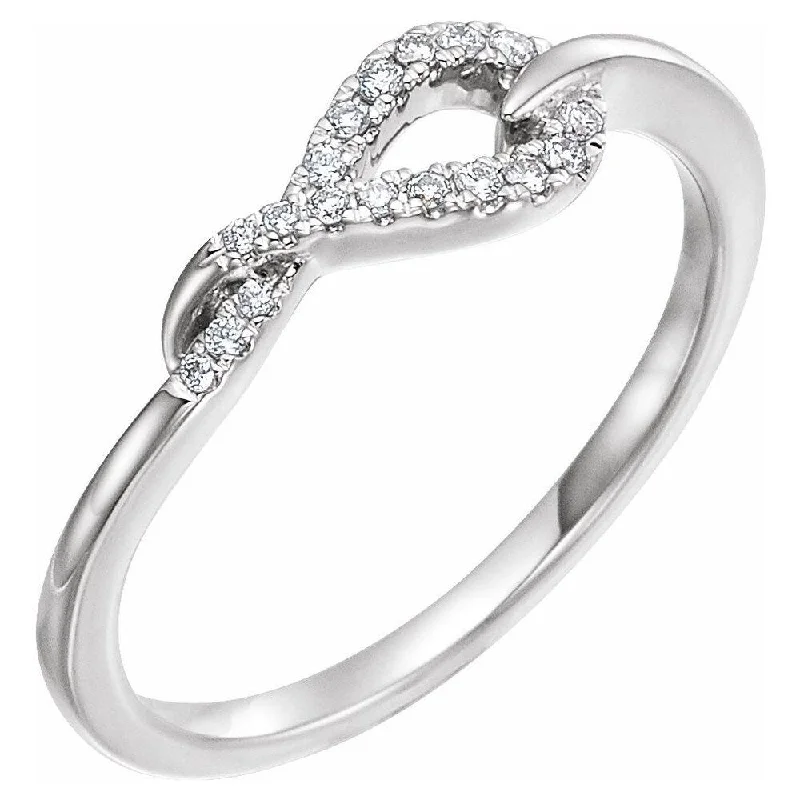 Women’s animal rings-14K White Gold 1/10 CTW Diamond Knot Ring for Women