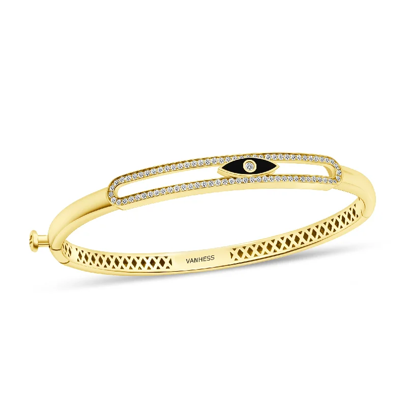 Women’s thin bracelets-Shiny Evil Eye Bangle