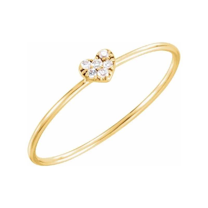 Women’s unique gemstone engagement rings-14K Yellow Gold .03 CTW Diamond Petite Heart Ring for Women