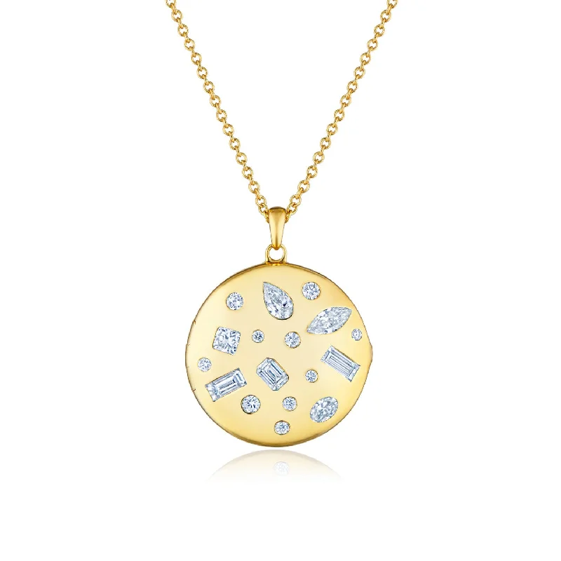 Women’s sparkling necklaces-Locket Pendant with Diamonds